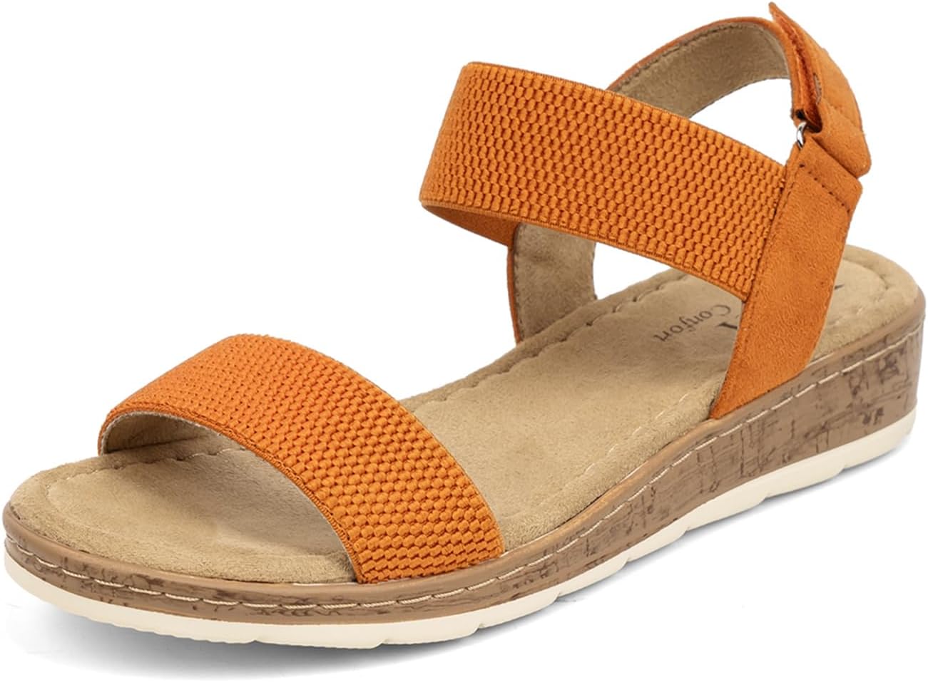 VJH confort Womens Flat Sandals Open Toe Elastic Ankle Strap