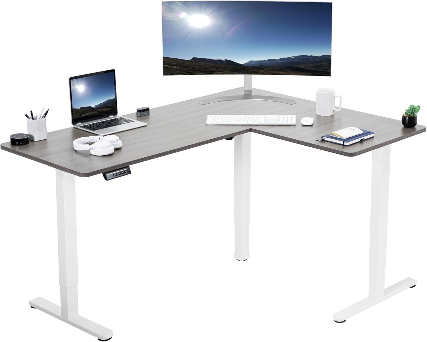L-Shaped Electric Standing Desk with Memory Height Control 63ft x 47ft