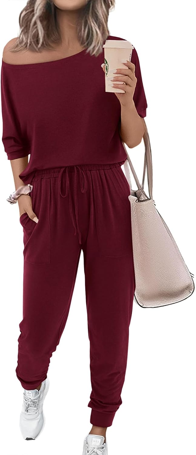 Stylish Summer 2 Piece Outfits for Women - Off Shoulder Tracksuit