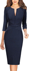 Womens Slim Zipper Up Bodycon Pencil Sheath Dress - Office Ready Work
