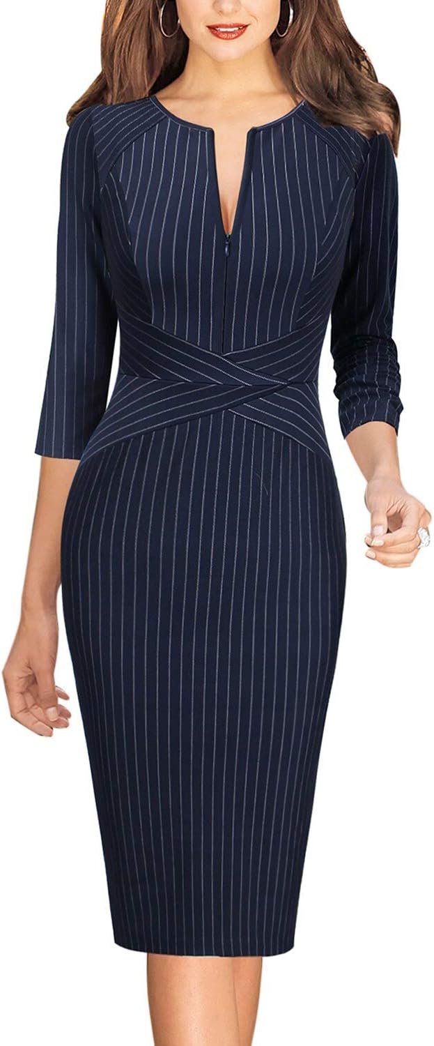 VFSHOW Womens Slim Zipper Up Bodycon Pencil Sheath Dress Review