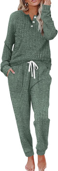 Two Piece Outfits for Women Lounge Sets - Soft Button Down Sweatsuit