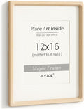 12x16 Picture Frame Natural Maple Wood Photo Frame - Tempered Glass
