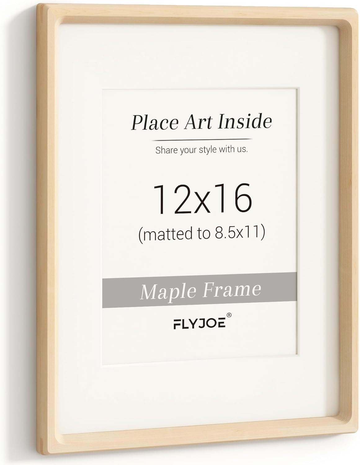 12x16 Picture Frame with Natural Maple Wood and Tempered Glass