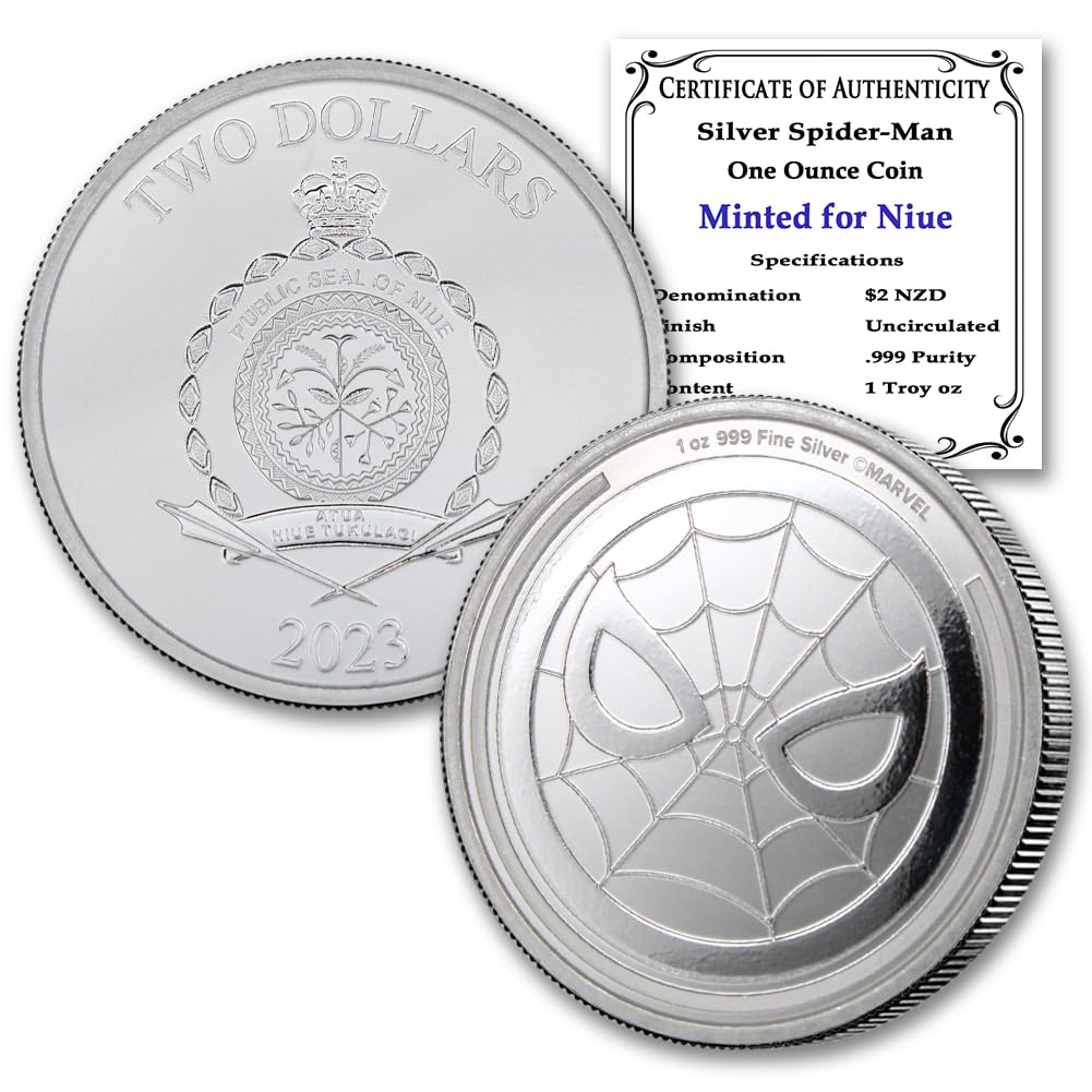 2023 1 oz Niue Silver Marvel Spider-Man Coin Brilliant Uncirculated