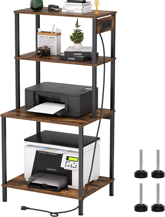 4-Tier Printer Stand with Charging Station - Organize Efficiently!