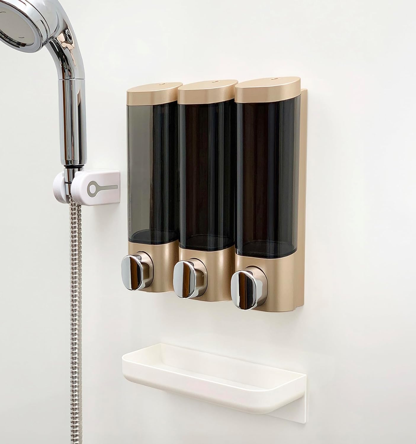 Drill-Free Luxury Shower Soap Dispenser Set (Gold)