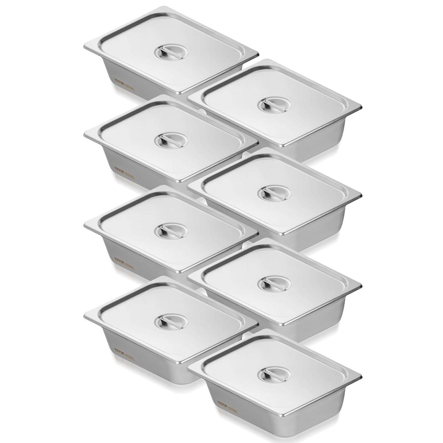 VEVOR 8 Pack Hotel Pans with Lids for Catering and Storage