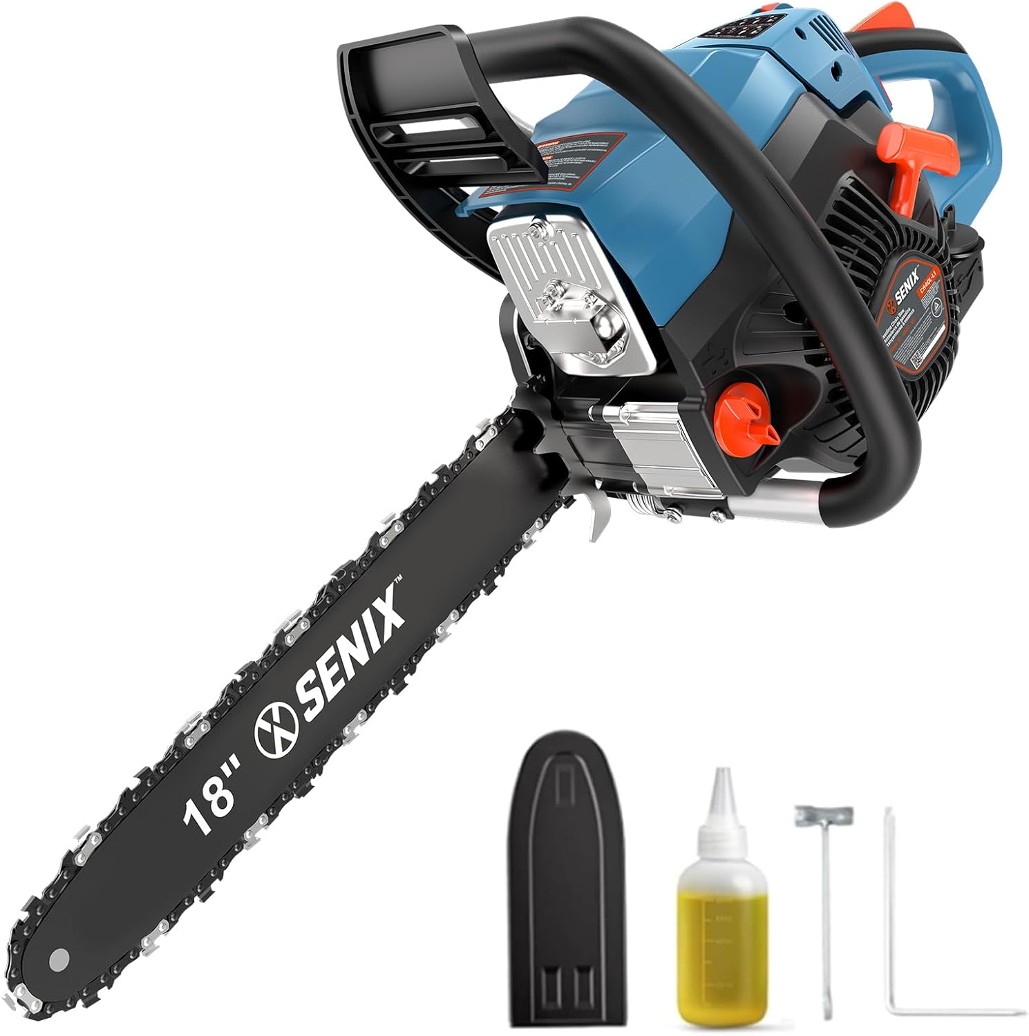 SENIX 4-Cycle 18-Inch Gas Chainsaw for Wood Cutting Tasks