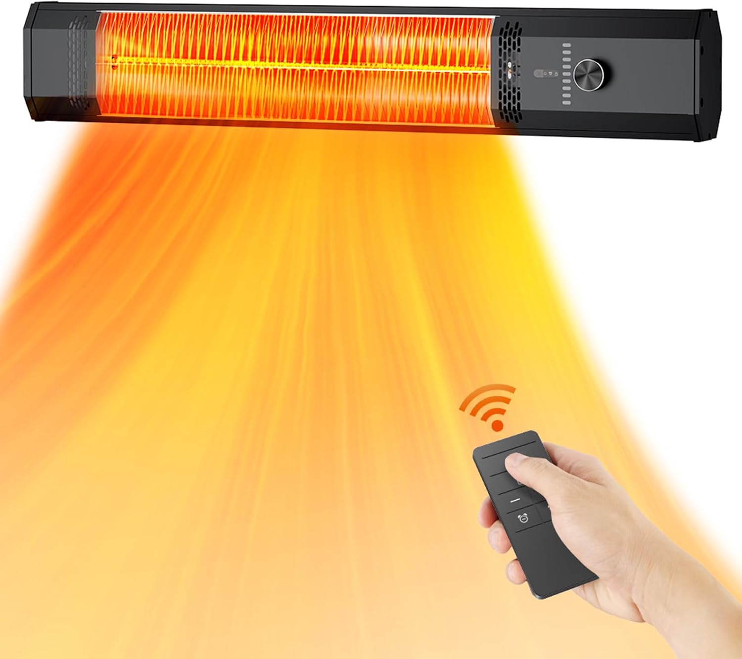 1500W Electric Patio Heater - 9 Heat Levels, Remote Control