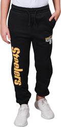 Ultra Game Boys' NFL Black Snow Fleece Jogger Sweatpants - Slim Fit