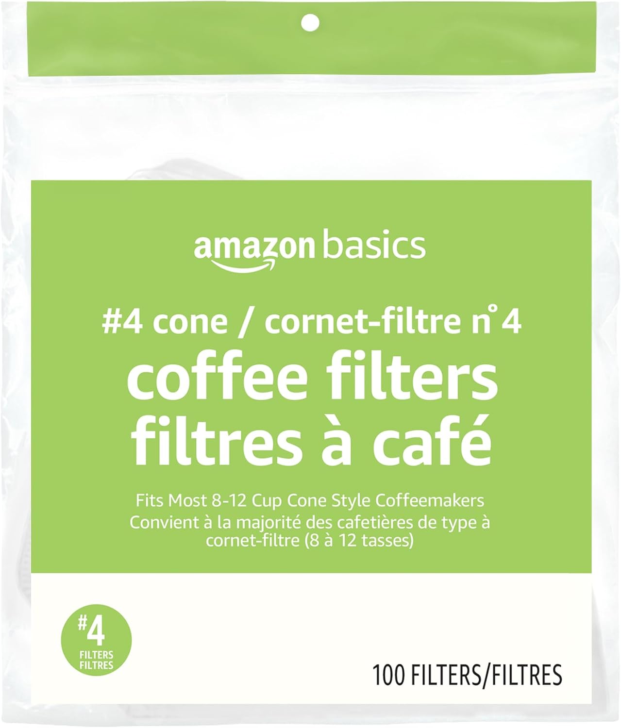 Basics Cone Coffee Filters for 8-12 Cups, 100 Count