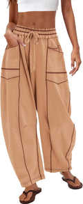 Nirovien Womens Barrel Sweatpants High Waisted Wide Leg