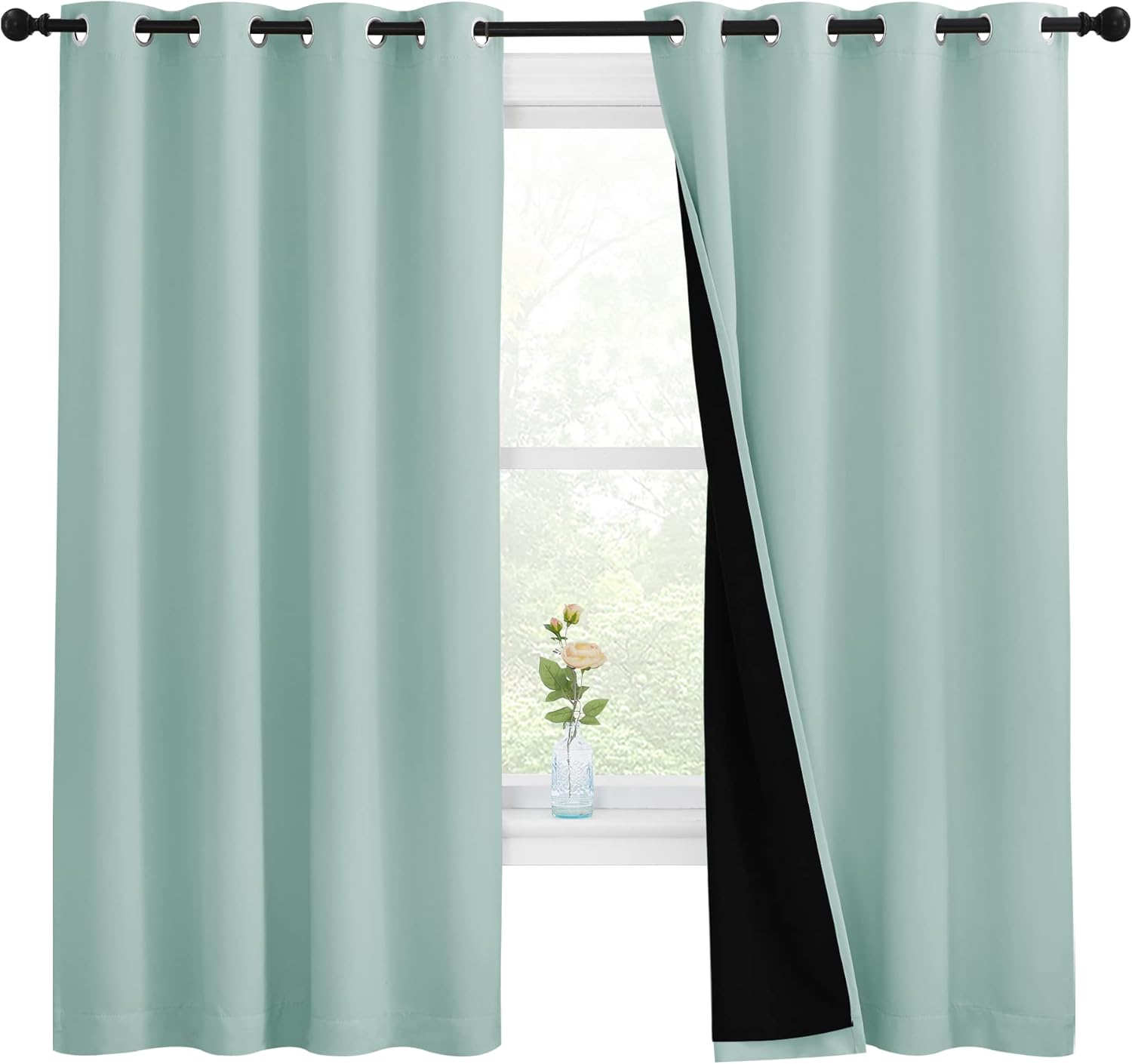 NICETOWN Aqua Blue Blackout Curtains for Kitchen and Bedroom