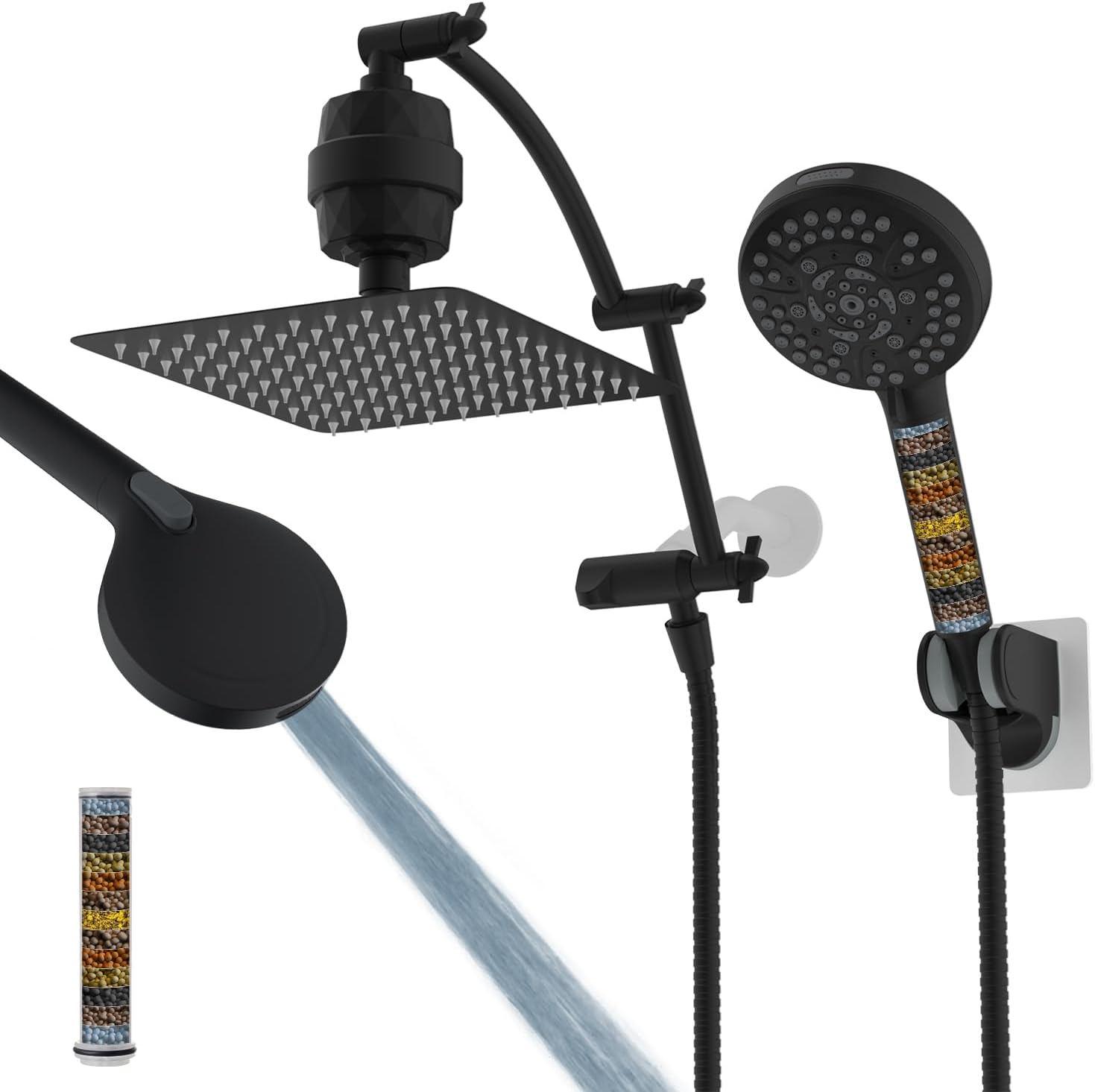 Hibbent All Metal 10 Dual Filtered Rainfall Shower Head Combo