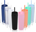 8-Pack 16oz Plastic Skinny Tumblers with Lids and Straws for Drinks