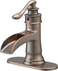 Copper Bathroom Faucet Antique Brass Waterfall Single Handle - Classic