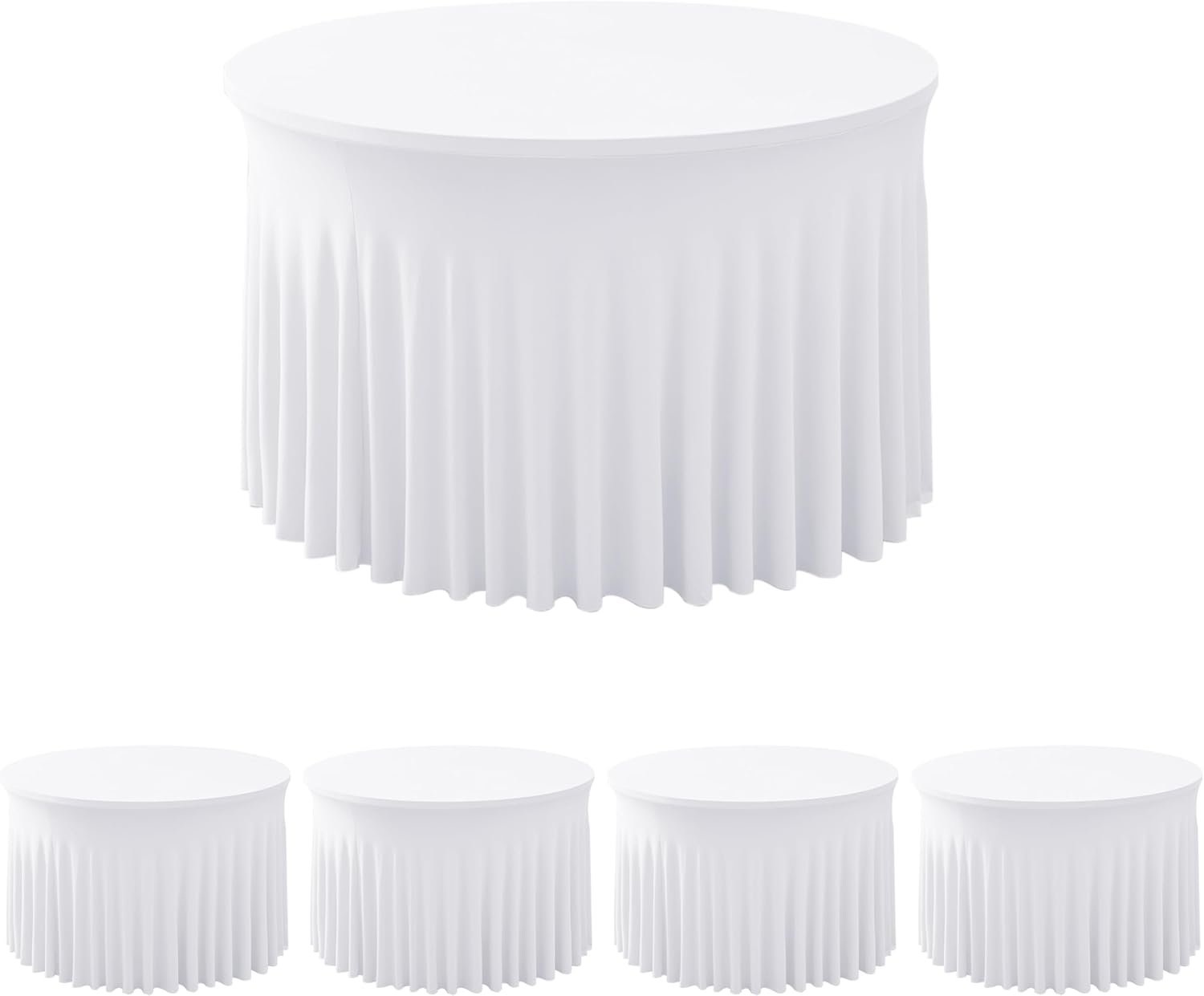 Elegant White Spandex Wedding Tablecloths for 60in Round Tables
