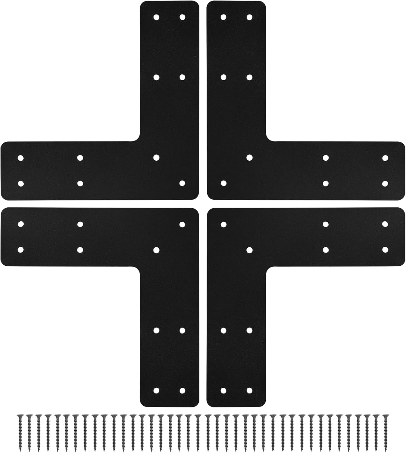 10x10 L Post Bracket Set for Wood, Heavy Duty Steel Connectors