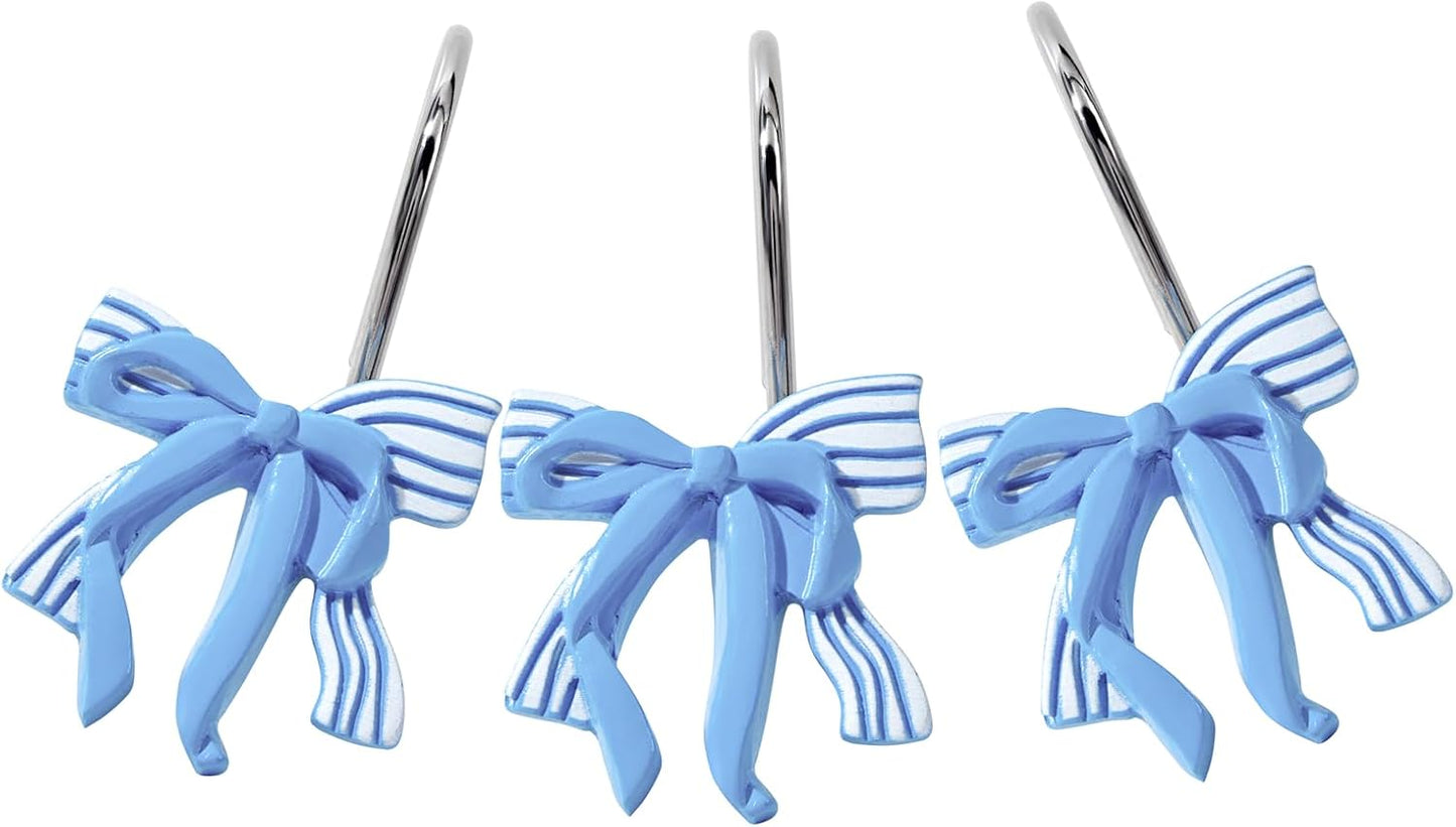 Set of 12 Rustproof Blue Bow Shower Hooks by Aldopein