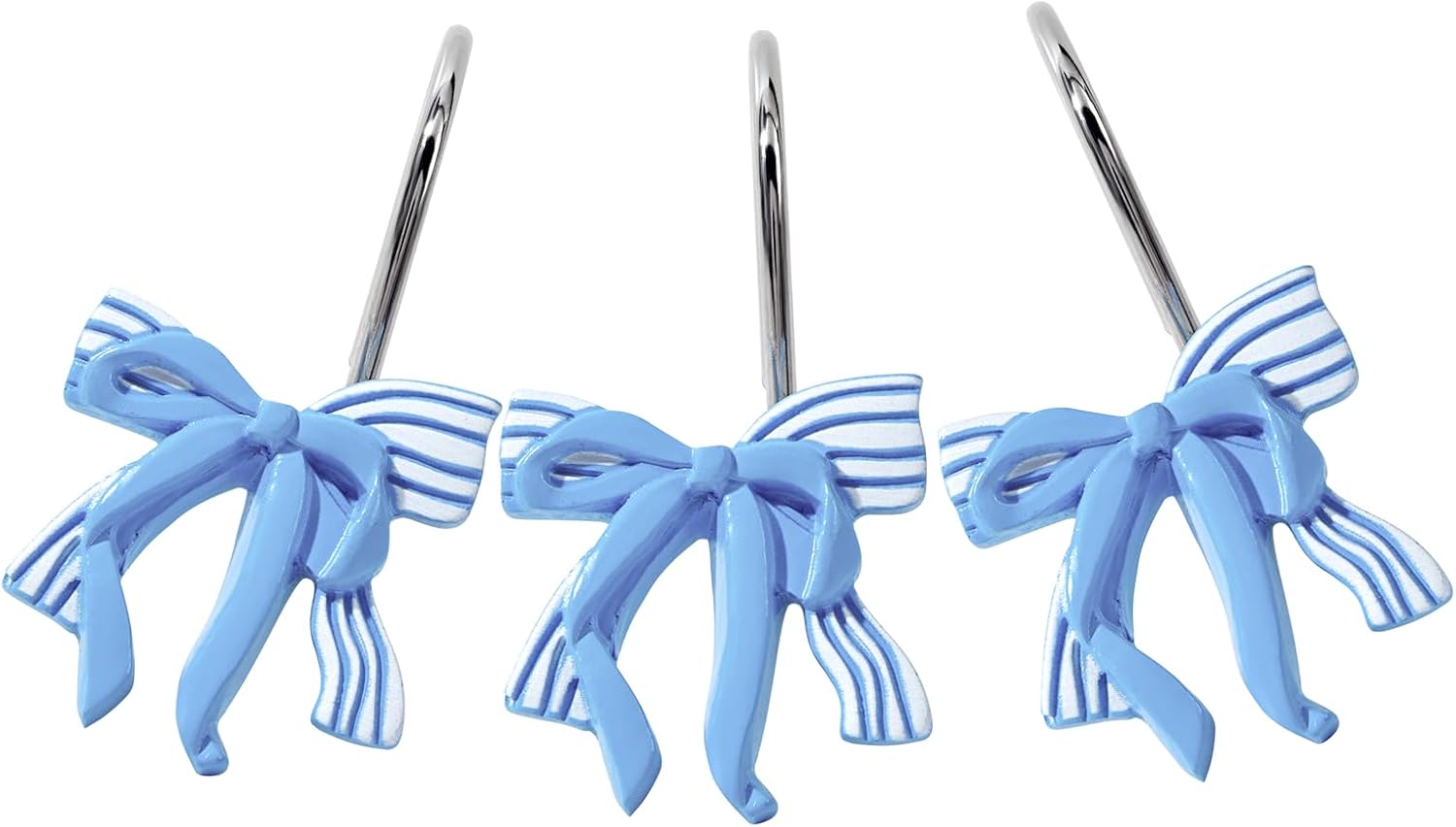 Set of 12 Rustproof Blue Bow Shower Hooks by Aldopein