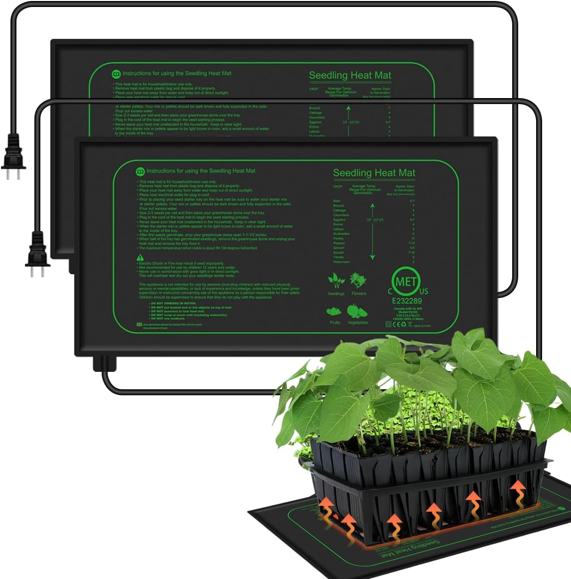 Higoro 2 Pack Seedling Heat Mat Set: Fast Germination
