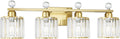 Modern Crystal Bathroom Vanity Light 4-Lights Brass Gold - Classic