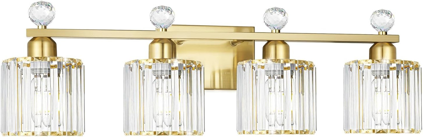 Modern Crystal Bathroom Vanity Light with Brass Gold Finish