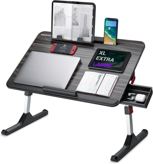 Adjustable Laptop Desk with Book Stand & Storage Drawer
