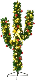 Goplus 5 FT Pre-Lit Artificial Cactus Christmas Tree - Indoor Holiday