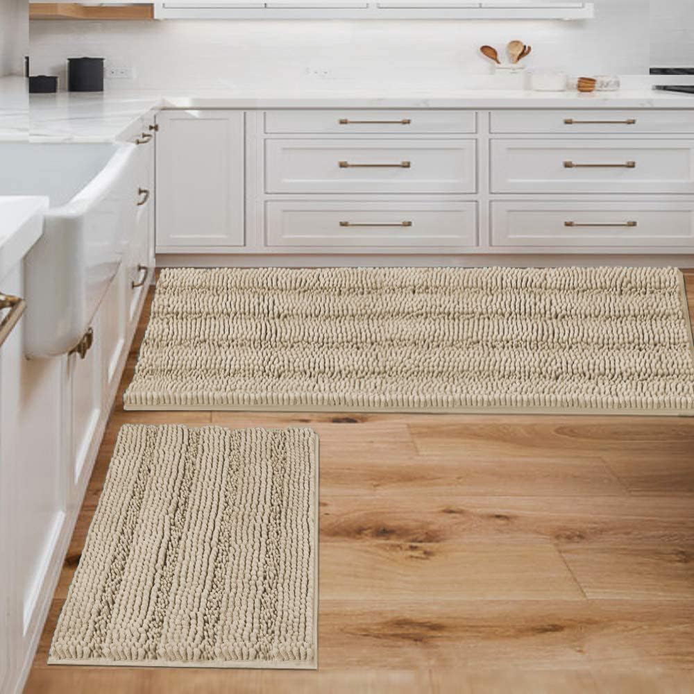 H.VERSAILTEX Bathroom Rug Sets Non Slip Thick Soft Chenille