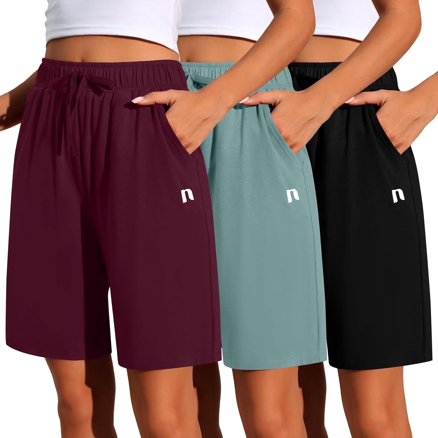 Neer Women's Quick Dry High Waisted Bermuda Athletic Shorts