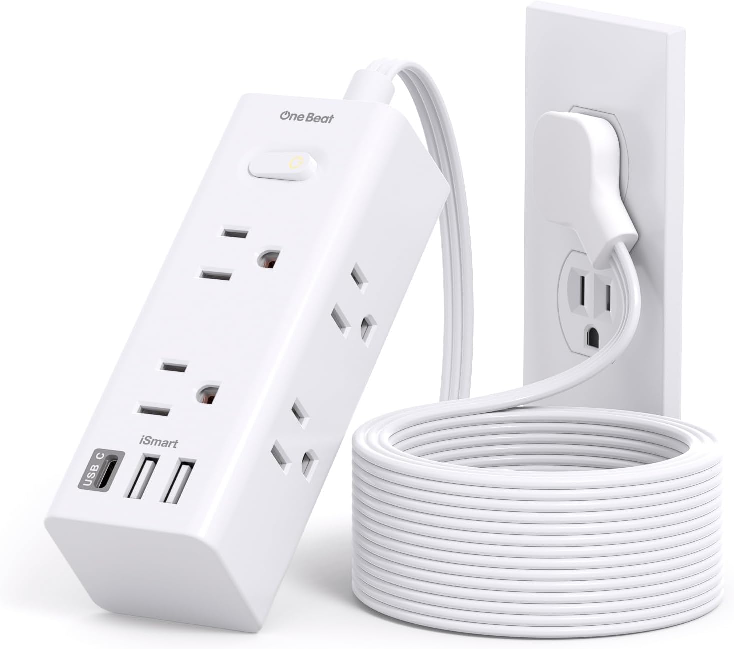 10Ft Power Strip Surge Protector with USB Ports - One Beat