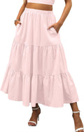 Womens Boho Flowy Tiered A-Line Maxi Skirt - Easy Summer Style