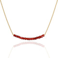 18K Gold Vermeil Beaded 3-4mm Garnet Bar Necklace - Dainty Everyday