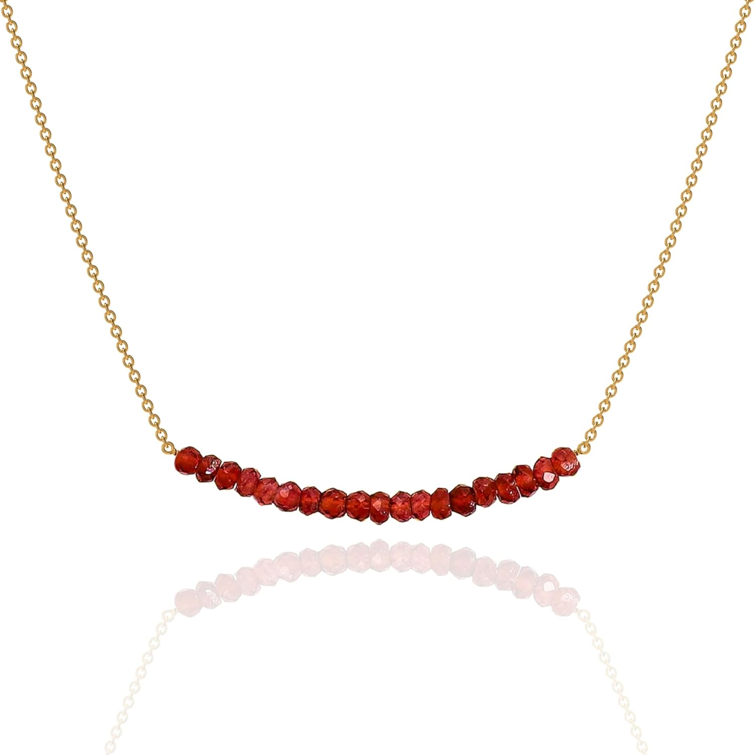 18K Gold Vermeil Beaded Natural Birthstone Bar Necklace