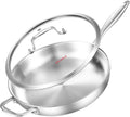 DELARLO Tri-Ply Stainless Steel Pan with Lid 12in for All Cooktops