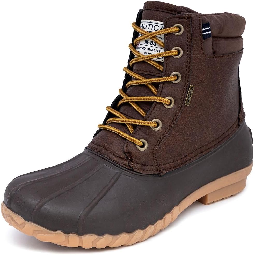 Nautica Mens Duck Boots Waterproof Shell Insulated Winter Shoe