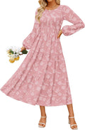 ZESICA Boho Floral Midi Dress - Flattering Fall Wedding Guest Dress
