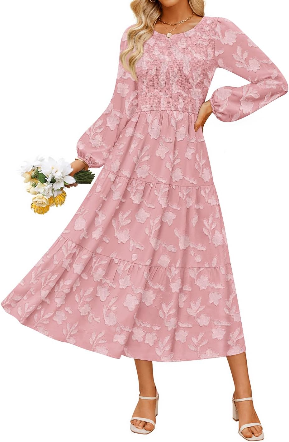ZESICA Women's Boho Floral Midi Dress for Fall Weddings