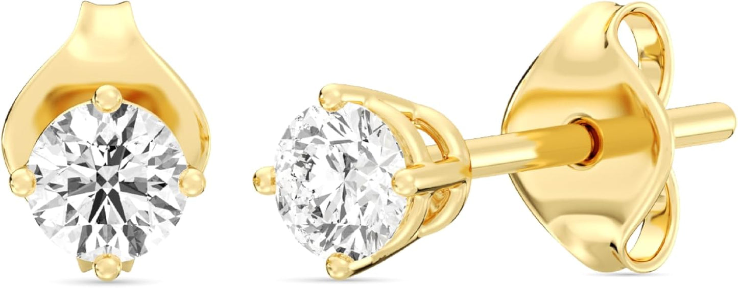 Gilded Lab-Grown Diamond Stud Earrings for Women in Silver