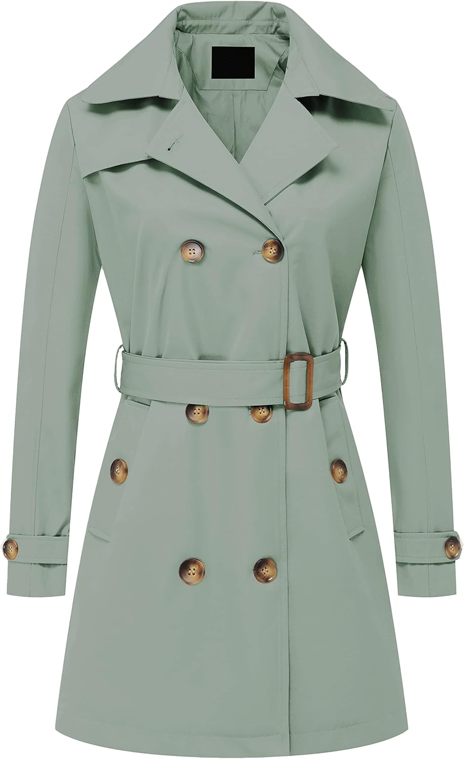 Chrisuno Women's Double Breasted Trench Coat with Detachable Hood