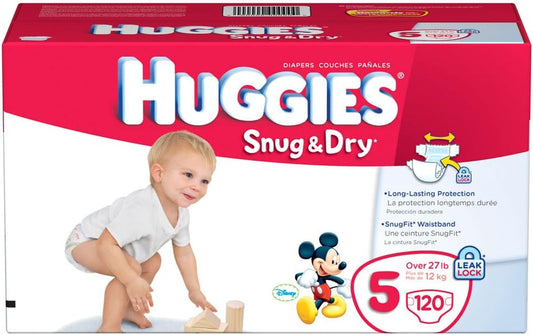 Huggies Snug & Dry Diapers Size 5 - 120 Count - Ultimate Comfort