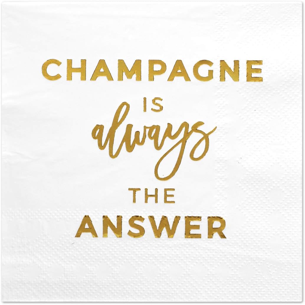 Andaz Press Funny Champagne Cocktail Napkins, 50-Pack, 3-Ply Disposable, Quirky Quotes