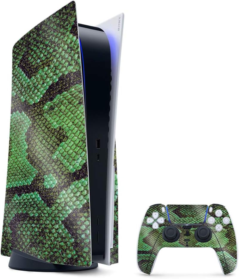 MightySkins Glossy Glitter Gaming Skin for PS5 - Green Serpent