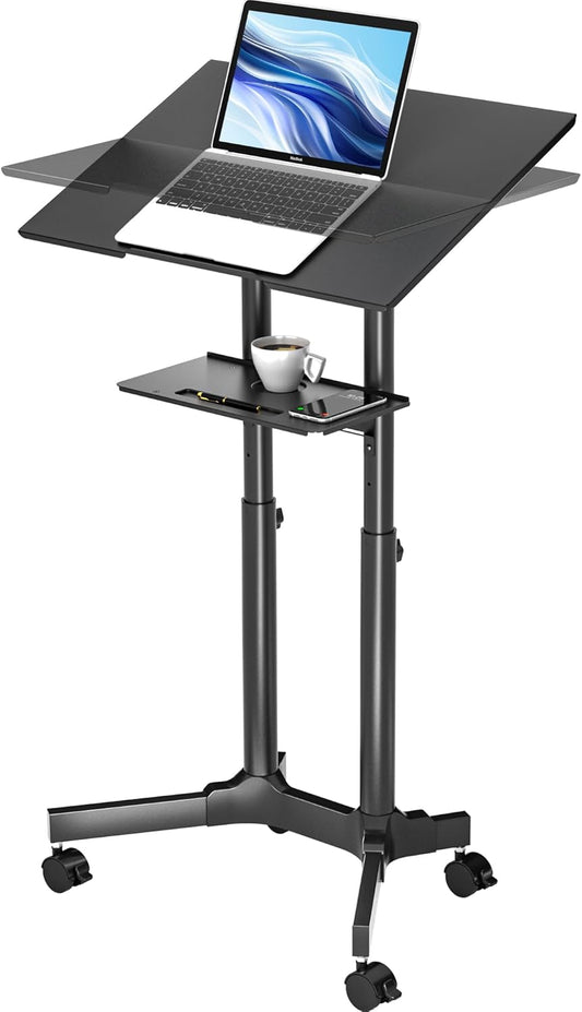 BONTEC Height Adjustable Mobile Laptop Table for Ergonomic Use