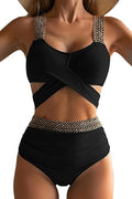 Two Piece Crisscross High Waist Bikini - Tummy Control Wrap