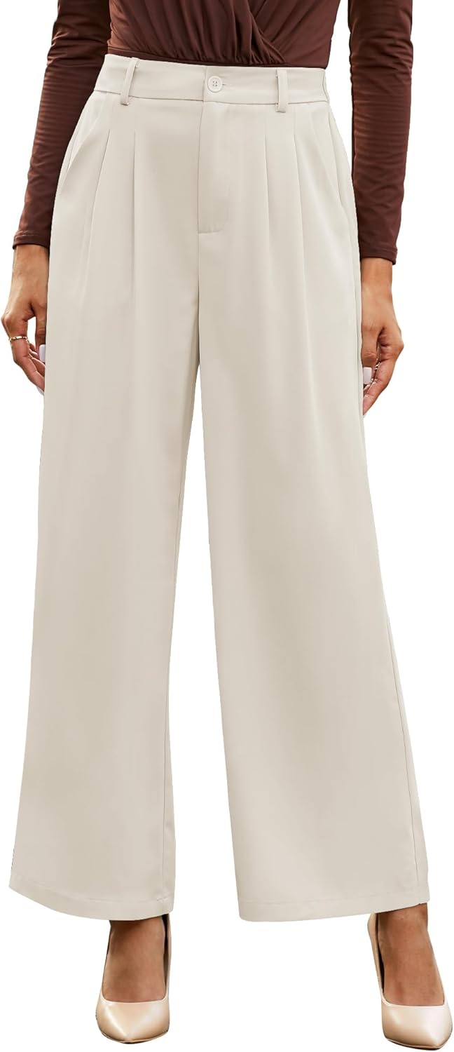 Wide Leg Pants for Women - High Waisted Dressy Trousers