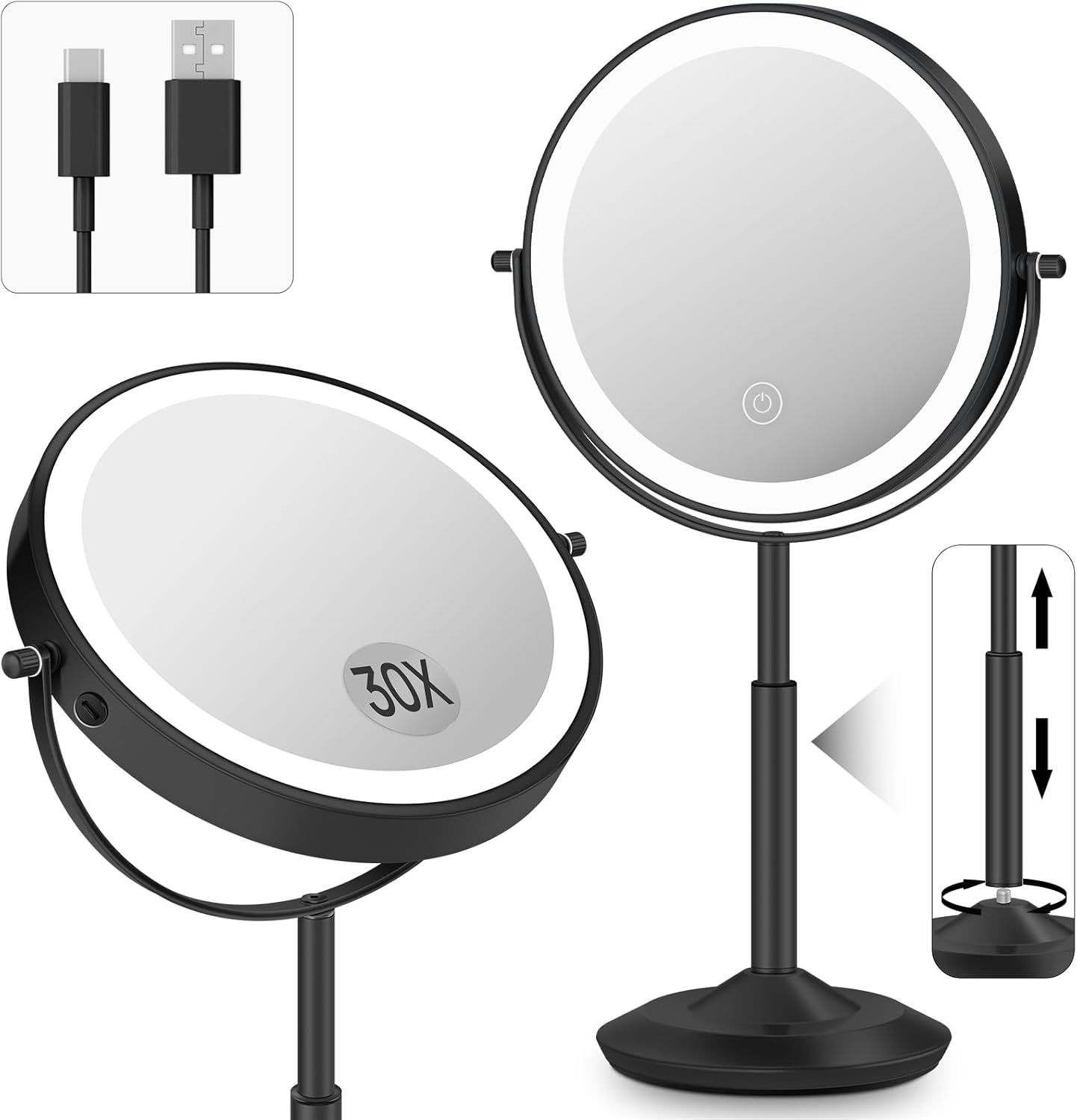 Makeup Mirror with Lights - 1X/30X Magnifying Vanity Mirror