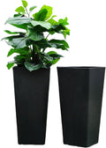 GreenShip 27 inch Tall Planters Set of 2 - Durable Black Outdoor Pots